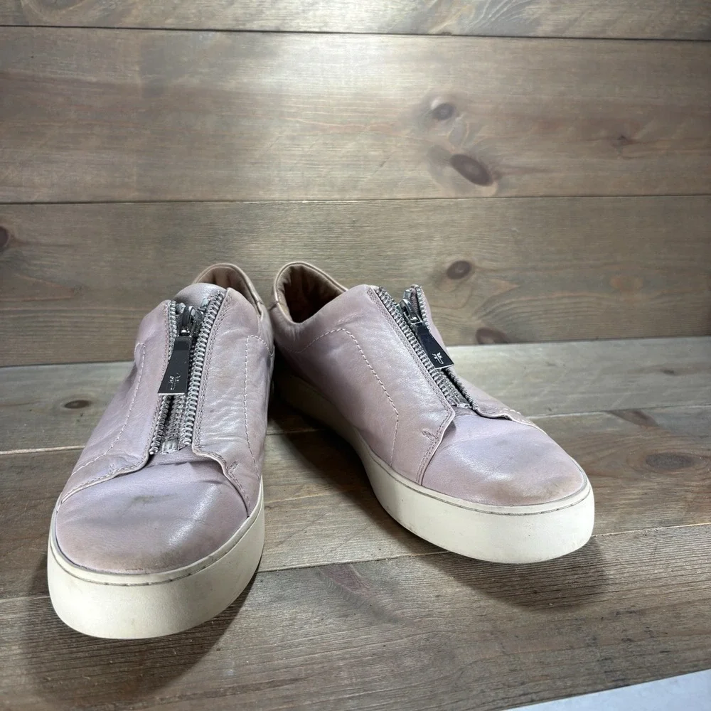 Frye Lena Zip Low Womens size 10 shoes pink Leather Platform sneakers
